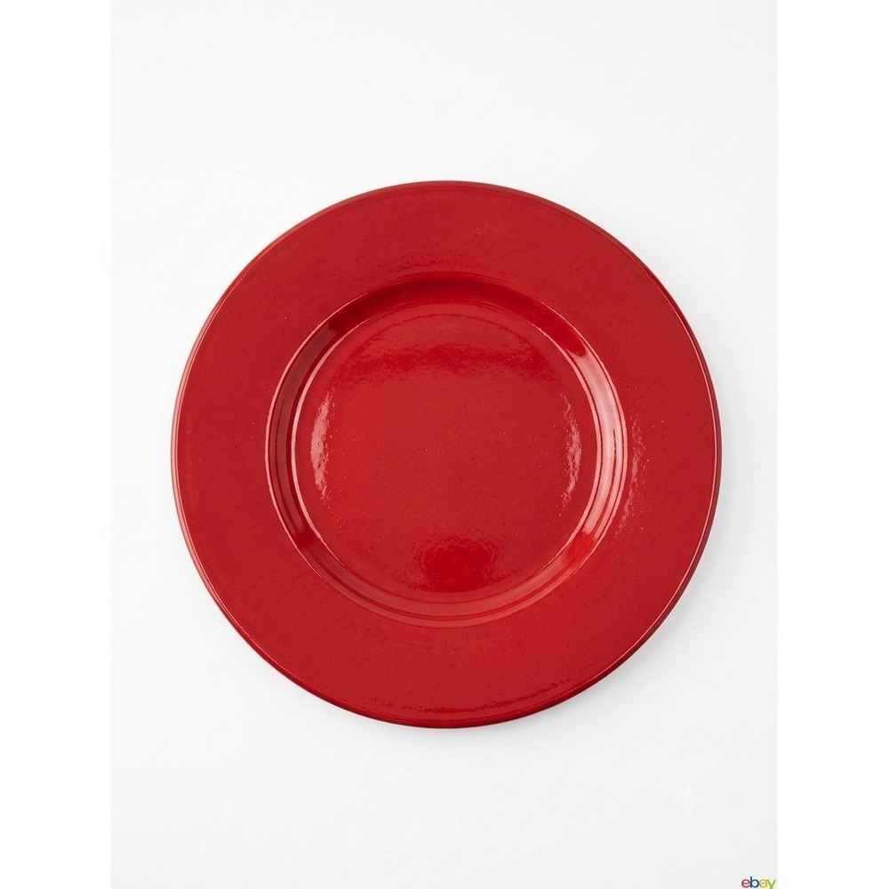 Pier 1 Imports Red Earthenware 13 Inch Round Charger Serving Platter Plate Spain